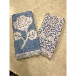 Vtg 60s 70s Sears St. Mary’s Hand Towel Lot Blue White USA Made